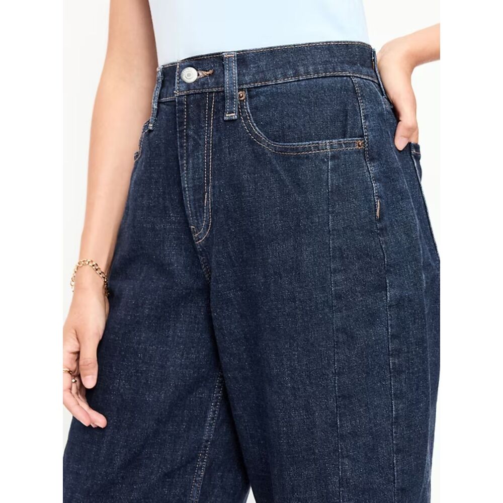 Old Navy Women's High-Waisted Barrel Ankle Jeans, Dark Wash, Size 20 Regular - Picture 4 of 11